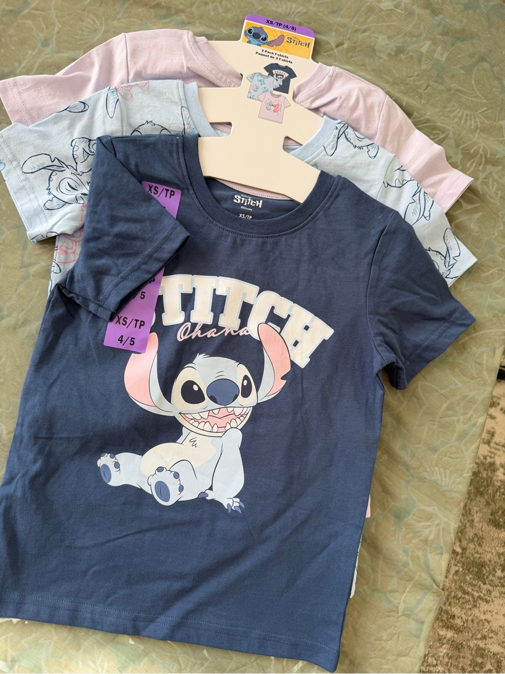 Disney Navy Stitch Graphic Tee with Pink Accent
